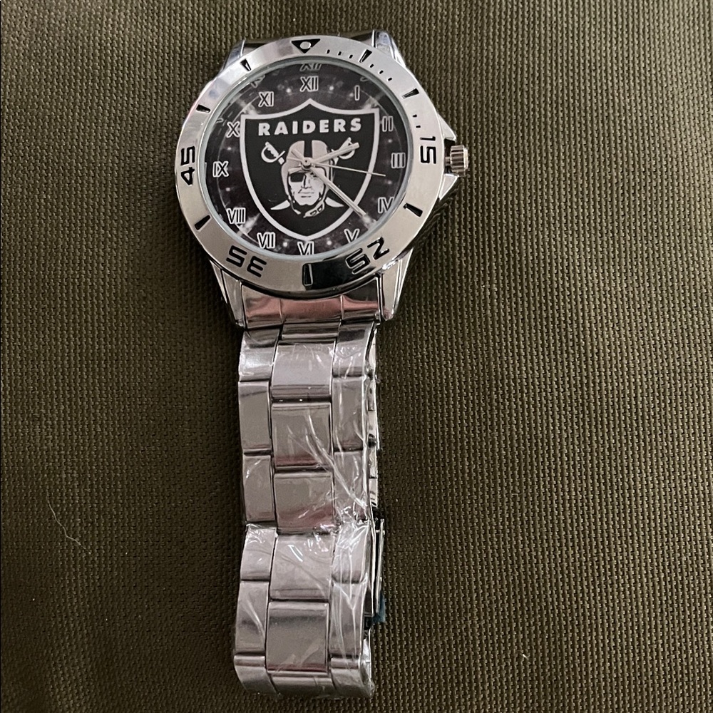 NFL Raiders Silver and Black Men's Watch